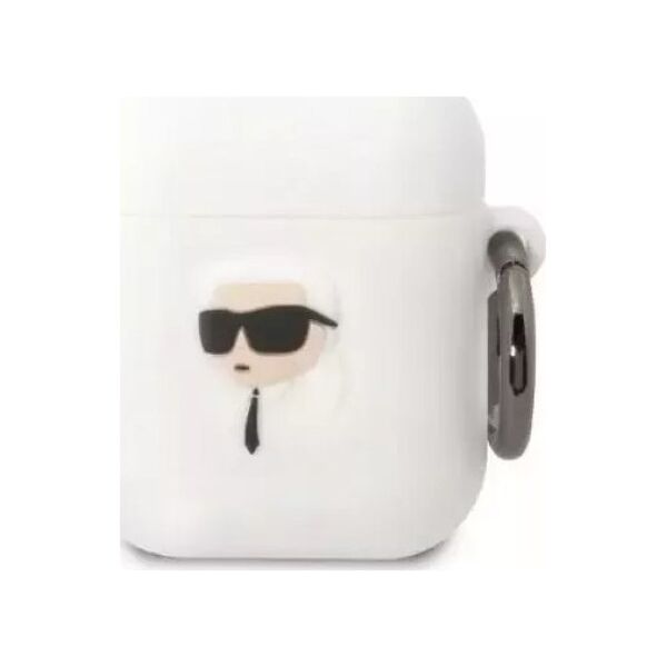 Karl Lagerfeld Etui ochronne na słuchawki Karl Lagerfeld do AirPods 1/2 cover biały/white Silicone Karl Head 3D