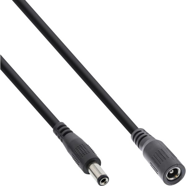 Kabel zasilający InLine InLine® DC extension cable, DC plug male/female 5.5x2.5mm, AWG 18, black, 2m