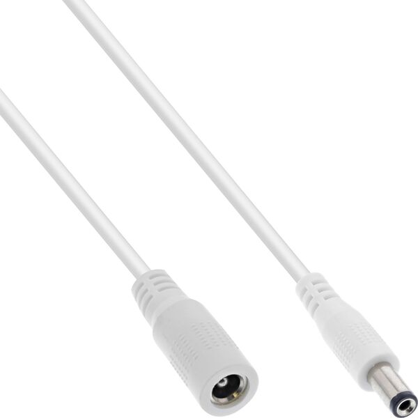 Kabel zasilający InLine InLine® DC extension cable, DC plug male/female 5.5x2.5mm, AWG 18, white, 0,5m