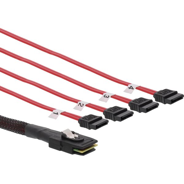 InLine InLine® SAS Connector Cable Mini SAS SFF8087 to 4x SATA Crossover OCF 0.5m