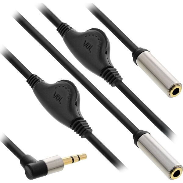 Kabel InLine Jack 3.5mm - Jack 3.5mm x2 0.25m czarny (99253A)
