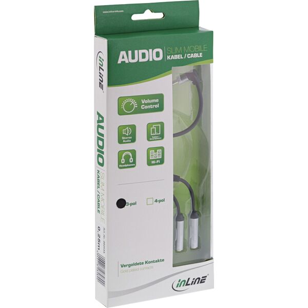 Kabel InLine Jack 3.5mm - Jack 3.5mm x2 0.25m czarny (99253A)