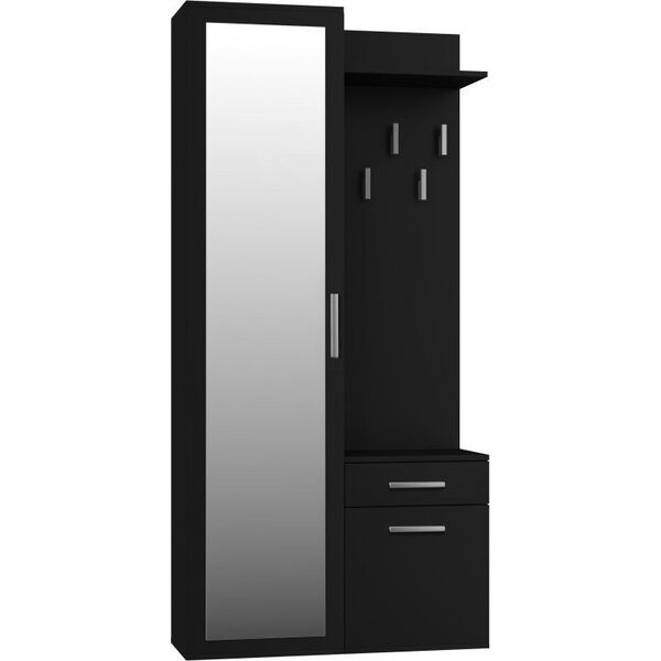 Topeshop Garderoba DUO szafa lustro czerń mat