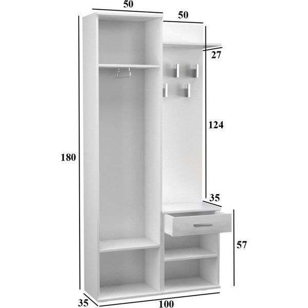 Topeshop Garderoba DUO szafa lustro czerń mat