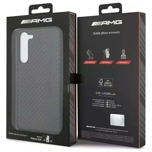 Mercedes Etui AMG do Samsung Galaxy S23+ Plus HardCase Carbon Stripe&Embossed czarny