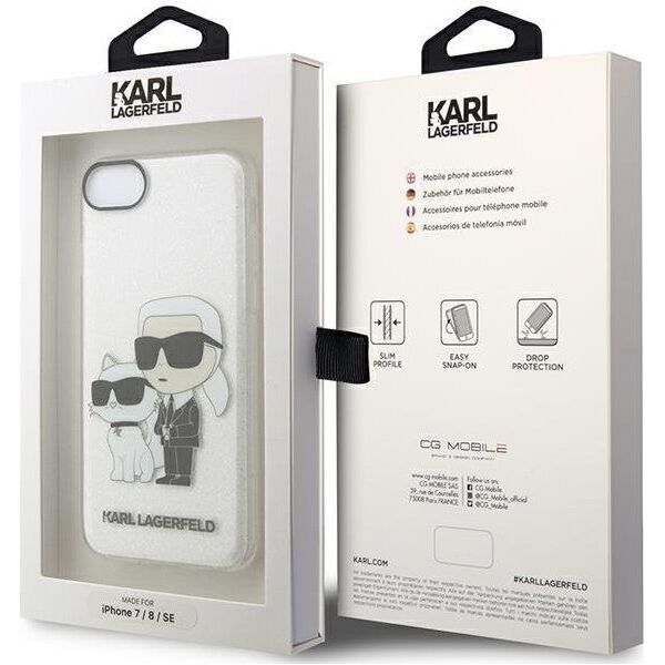 Karl Lagerfeld Etui Karl Lagerfeld KLHCI8HNKCTGT Apple iPhone SE 2022/SE 2020/8/7 transparent hardcase Gliter Karl&Choupette