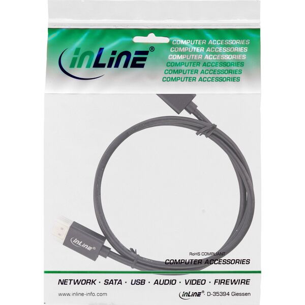 Kabel InLine InLine® DisplayPort 1.4 cable, slim, 8K4K, black, gold, 1m