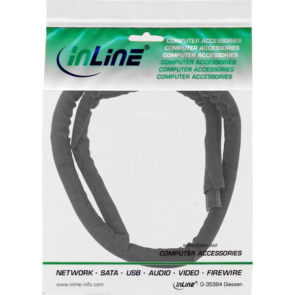 Organizer InLine InLine® Self Closing Sleeving, black, 10mm diameter, 1m