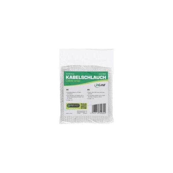 Organizer InLine InLine® Cable wrap, fabric hose with hook and loop fastener, 1m x 25mm diameter, white