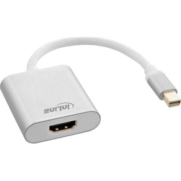 Kabel InLine InLine® Mini DisplayPort HDMI Adaptor Aluminum with Audio, 4K/60Hz, white, 0.15m