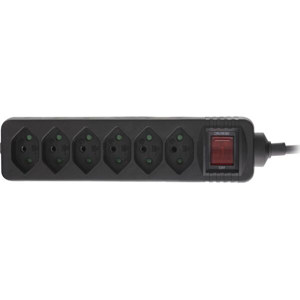 Listwa zasilająca InLine InLine® Power strip SWITZERLAND, 6-way, with switch, 1.5m, black