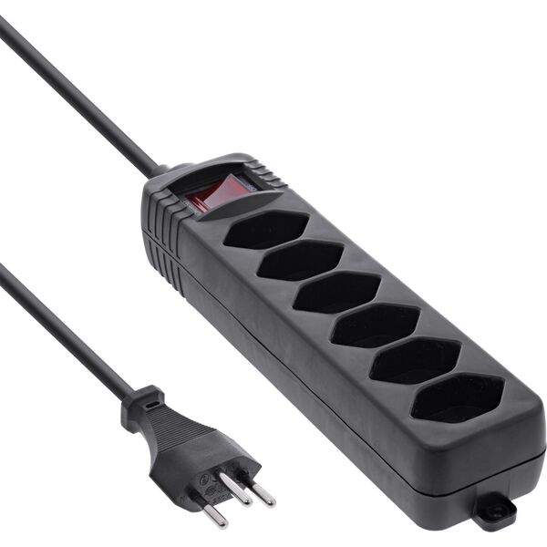 Listwa zasilająca InLine InLine® Power strip SWITZERLAND, 6-way, with switch, 1.5m, black
