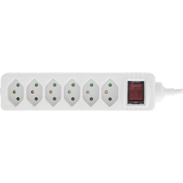 Listwa zasilająca InLine InLine® Power strip SWITZERLAND, 6-way, with switch, 1.5m, white