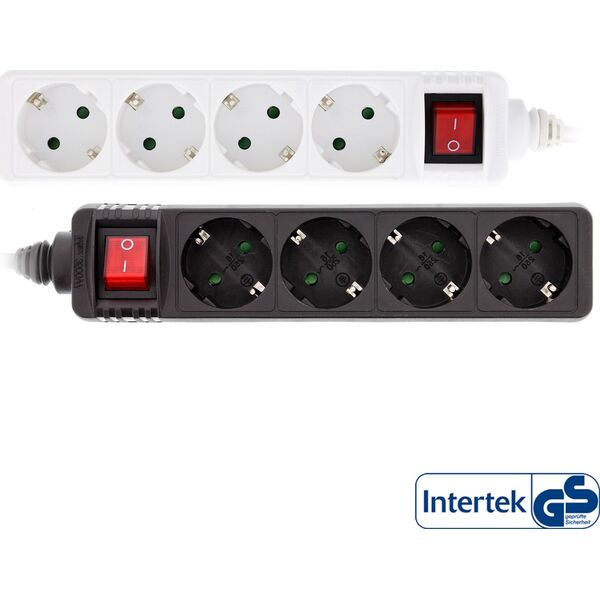 Listwa zasilająca InLine InLine® Power Strip Type F German 4 Port with Switch + Child Safety Lock black 5m