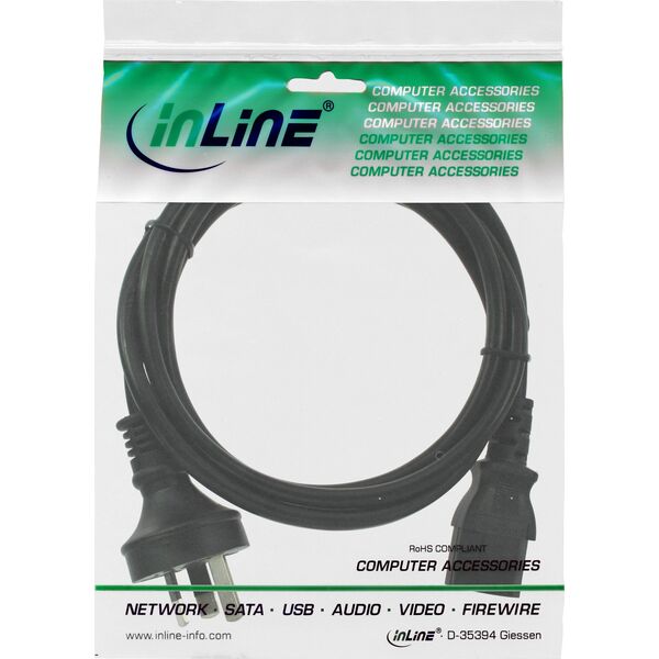 Kabel zasilający InLine InLine® Power cable, Australia to 3pin IEC C13, black, 5,0m