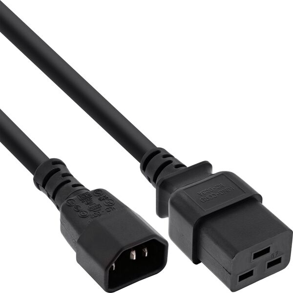 Kabel zasilający InLine InLine® Power adapter cable, IEC-60320 C14 to C19, 3x1,5mm², max. 10A, black, 1m