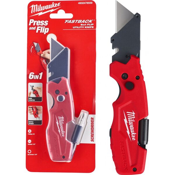Milwaukee Nóż z ostrzem trapezowym FASTBACK Nożyk 6w1 MILWAUKEE