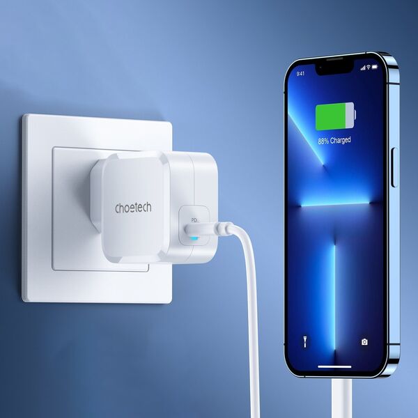 Ładowarka Choetech Choetech szybka ładowarka sieciowa USB C 45W PPS / PD biała (PD8007)