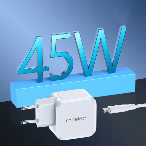 Ładowarka Choetech Choetech szybka ładowarka sieciowa USB C 45W PPS / PD biała (PD8007)