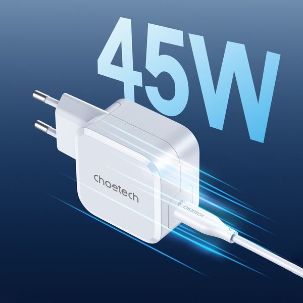 Ładowarka Choetech Choetech szybka ładowarka sieciowa USB C 45W PPS / PD biała (PD8007)