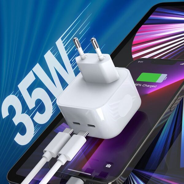 Ładowarka Choetech Ładowarka sieciowa 35W 2xUSB-C PD biały Ładowarka sieciowa 35W 2xUSB-C PD biały