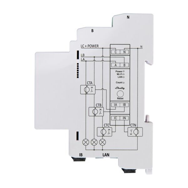 Shelly Miernik zużycia energii elektrycznej 2-kierunkowy - PRO 3EM 120A WiFi (M0000083)