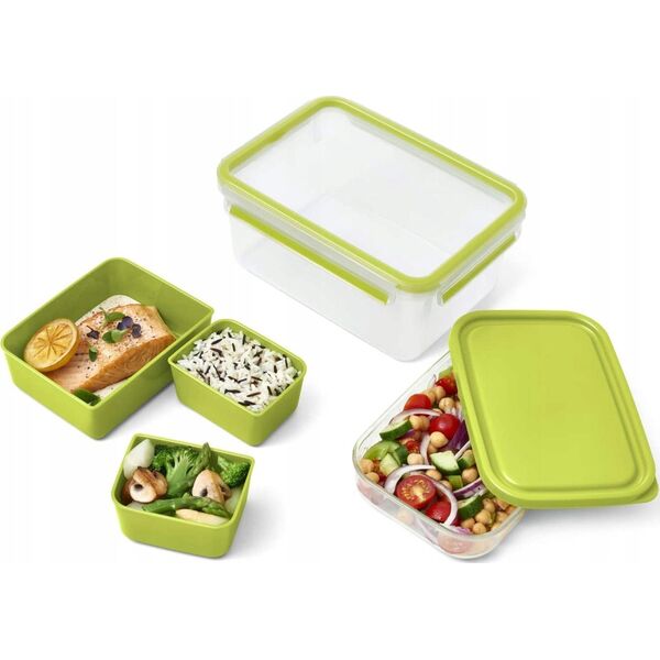 Emsa Emsa CLIP & GO Lunchbox XL, lunch box (green/transparent, with inserts)