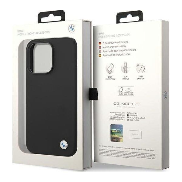 BMW BMW Liquid Silicone Case Metal Logo - Etui iPhone 14 Pro Max (Czarny)