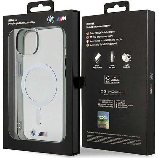 BMW BMW Silver Ring MagSafe - Etui iPhone 14 (Przezroczysty)