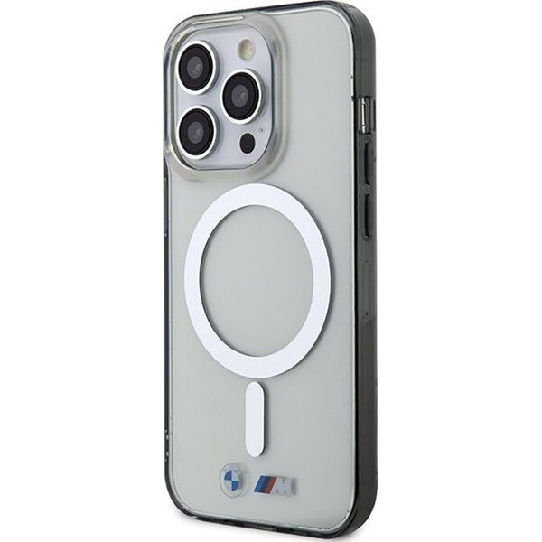BMW BMW Silver Ring MagSafe - Etui iPhone 14 Pro (Przezroczysty)