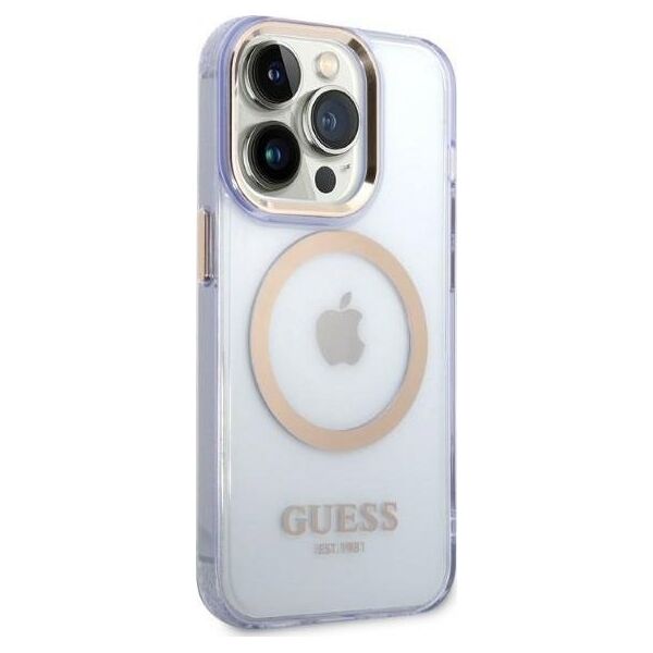 Guess Etui Guess GUHMP14LHTCMU Apple iPhone 14 Pro purpurowy/purple hard case Gold Outline Translucent MagSafe