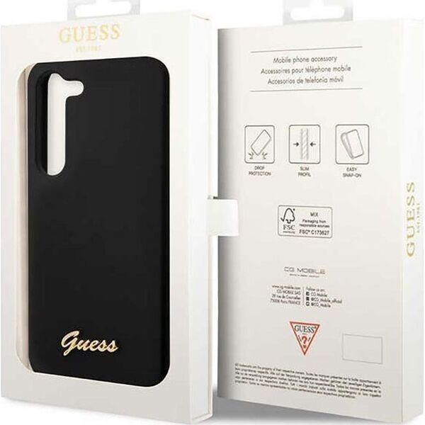 Guess Guess Silicone Script Metal Logo - Etui Samsung Galaxy S23+ (czarny)
