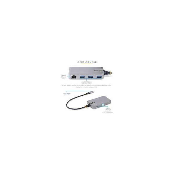 HUB USB StarTech 5G3AGBB 1x RJ-45  + 3x USB-A 3.2 Gen1 (5G3AGBB-USB-C-HUB)