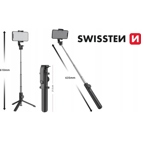 Statyw Swissten Swissten Bluetooth Selfie Stick Aluminium Tripod Pro