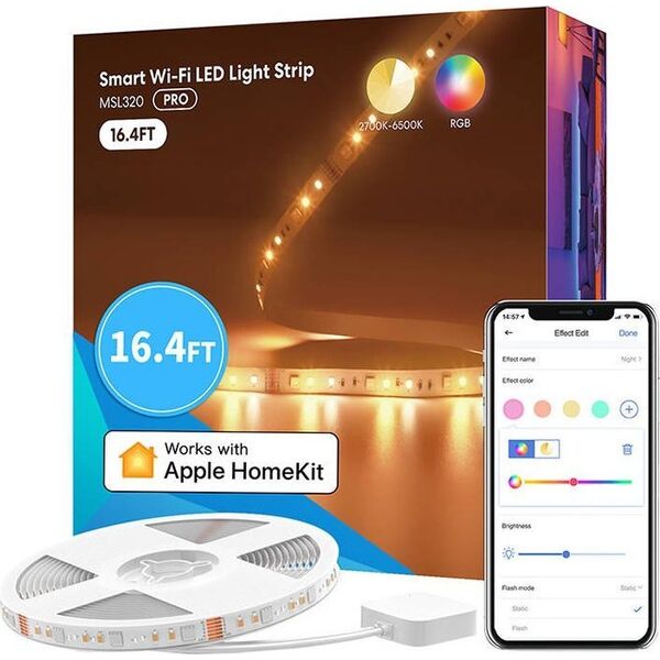 Meross Inteligentna taśma LED RGBWW Wi-Fi 5 metrów Meross MSL320 (Homekit)