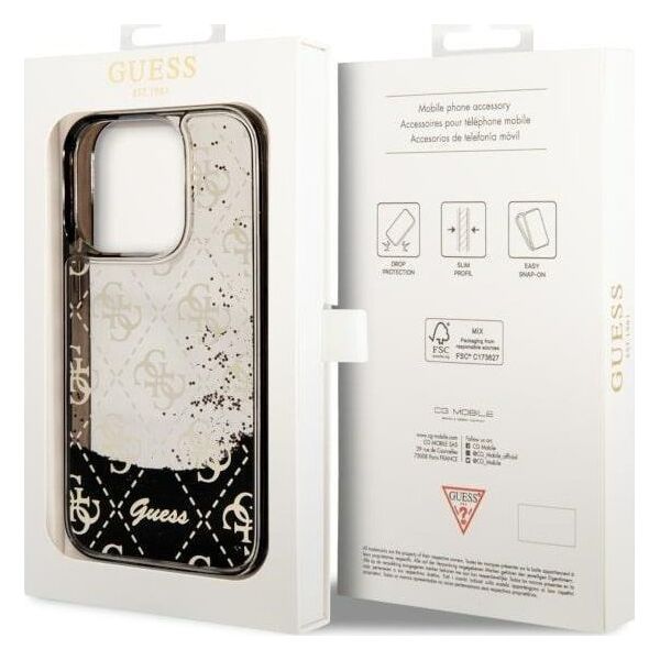 Guess Etui Guess GUHCP14LLC4PSGK Apple iPhone 14 Pro czarny/black hardcase Liquid Glitter 4G Transculent