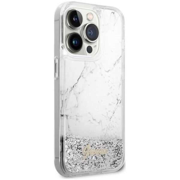 Guess Etui Guess GUHCP14LLCSGSGH Apple iPhone 14 Pro biały/white hardcase Liquid Glitter Marble