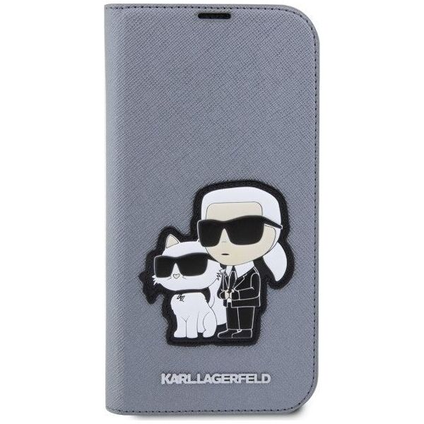 Karl Lagerfeld Etui Karl Lagerfeld KLBKP14LSANKCPG Apple iPhone 14 Pro bookcase srebrny/silver Saffiano Karl & Choupette