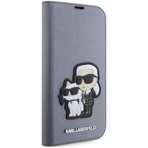 Karl Lagerfeld Etui Karl Lagerfeld KLBKP14LSANKCPG Apple iPhone 14 Pro bookcase srebrny/silver Saffiano Karl & Choupette