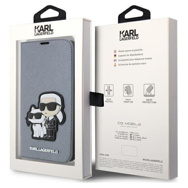 Karl Lagerfeld Etui Karl Lagerfeld KLBKP14LSANKCPG Apple iPhone 14 Pro bookcase srebrny/silver Saffiano Karl & Choupette