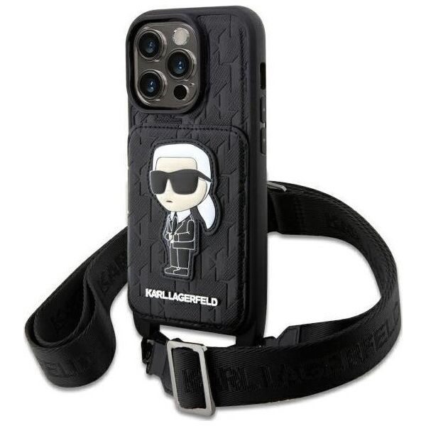 Karl Lagerfeld Etui Karl Lagerfeld KLHCP14LCSAKHPKK Apple iPhone 14 Pro hardcase czarny/black Crossbody Saffiano Monogram Ikonik