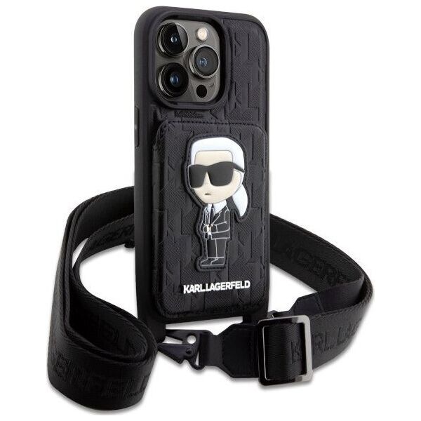 Karl Lagerfeld Etui Karl Lagerfeld KLHCP14LCSAKHPKK Apple iPhone 14 Pro hardcase czarny/black Crossbody Saffiano Monogram Ikonik