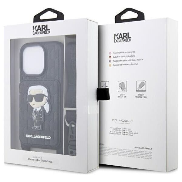 Karl Lagerfeld Etui Karl Lagerfeld KLHCP14LCSAKHPKK Apple iPhone 14 Pro hardcase czarny/black Crossbody Saffiano Monogram Ikonik