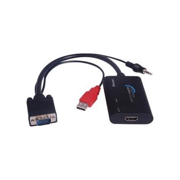 Adapter AV PremiumCord USB HDMI MiniJack 3.5 mm D-Sub (VGA), Czarny (khcon-04)