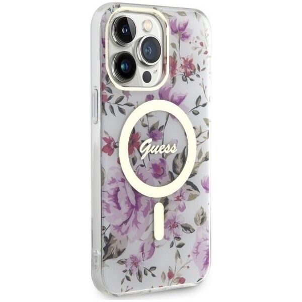 Guess Etui Guess GUHMP14LHCFWST Apple iPhone 14 Pro transparent hardcase Flower MagSafe