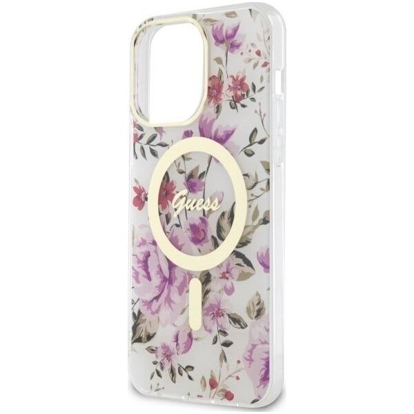 Guess Etui Guess GUHMP14LHCFWST Apple iPhone 14 Pro transparent hardcase Flower MagSafe