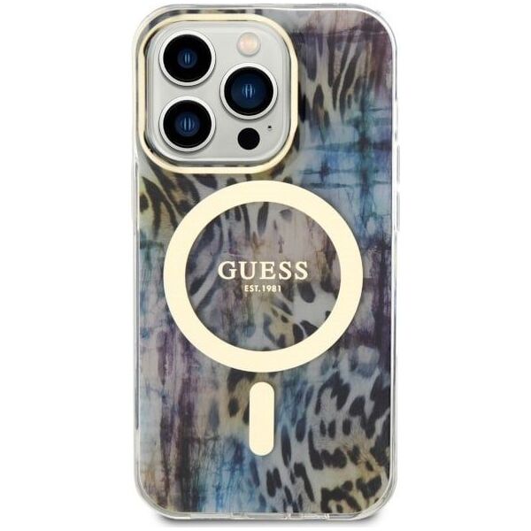 Guess Etui Guess GUHMP14LHLEOPWB Apple iPhone 14 Pro niebieski/blue hardcase Leopard MagSafe