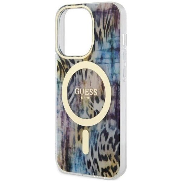 Guess Etui Guess GUHMP14LHLEOPWB Apple iPhone 14 Pro niebieski/blue hardcase Leopard MagSafe