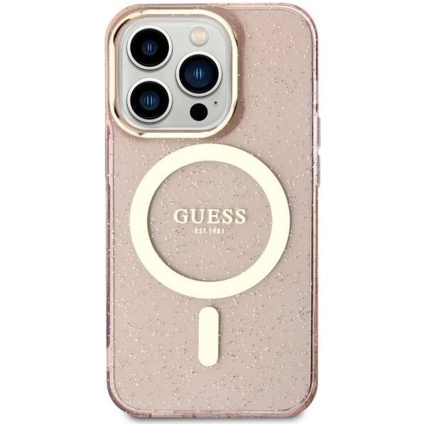 Guess Etui Guess GUHMP14LHCMCGP Apple iPhone 14 Pro różowy/pink hardcase Glitter Gold MagSafe