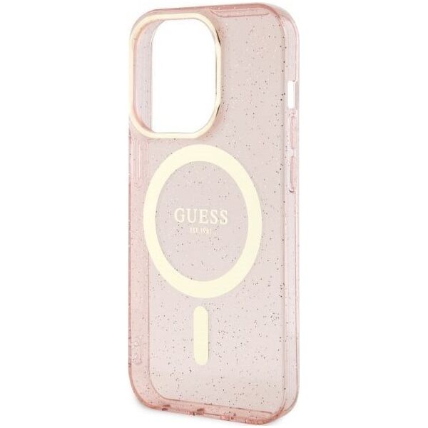 Guess Etui Guess GUHMP14LHCMCGP Apple iPhone 14 Pro różowy/pink hardcase Glitter Gold MagSafe